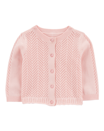 Baby Pointelle Button-Front Sweater Knit Cardigan, 