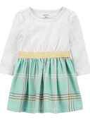Green - Baby 2-Piece Plaid Jersey Dress and Diaper Cover Set