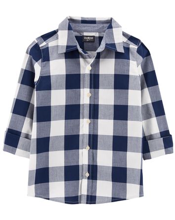 Kid Plaid Button-Front Shirt, 