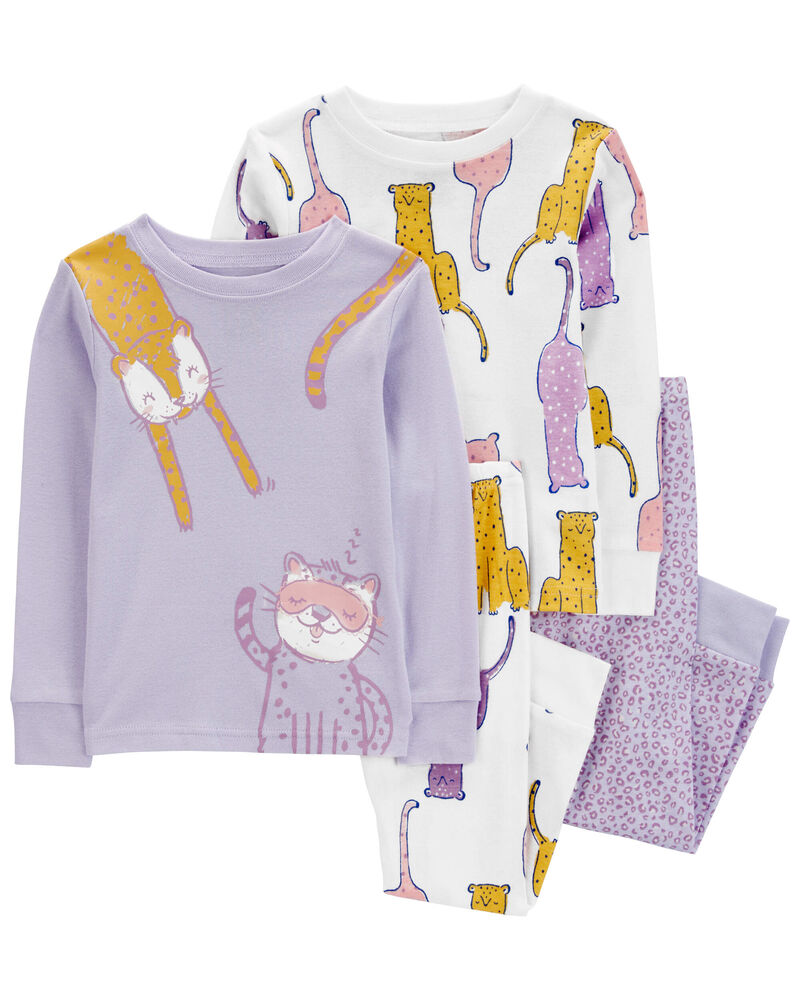 Baby 4-Piece Cat 100% Snug Fit Cotton Pajamas, image 1 of 5 slides