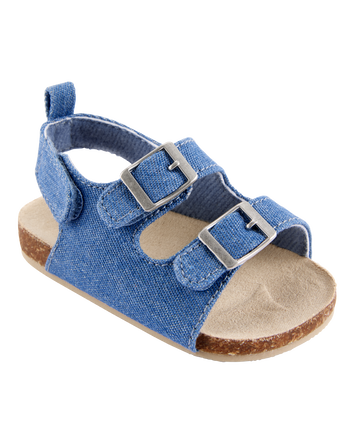 Baby Chambray Buckle Faux Cork Sandals, 