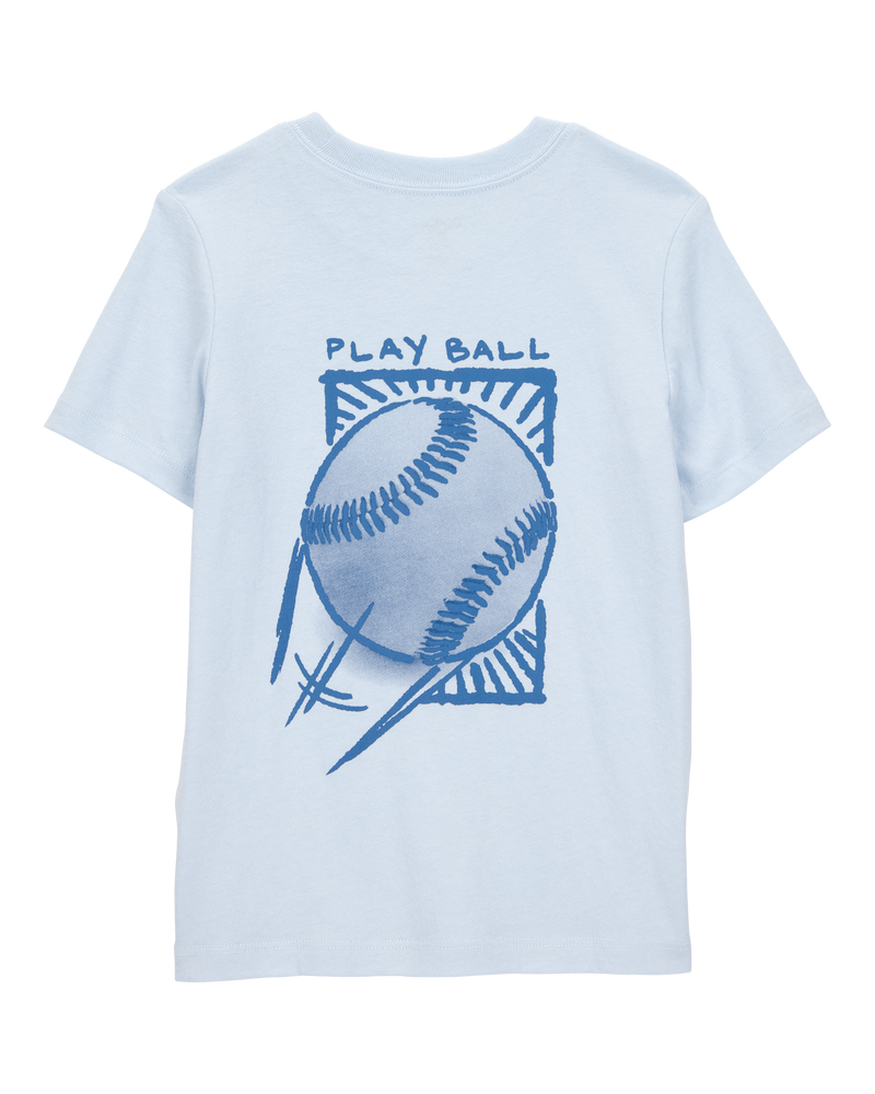 Toddler Baseball-Print Short-Sleeve Graphic Tee - Blue, image 2 of 4 slides