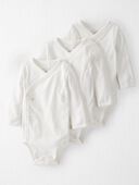 White - Baby 3-Pack Organic Cotton Rib Wrap Bodysuits