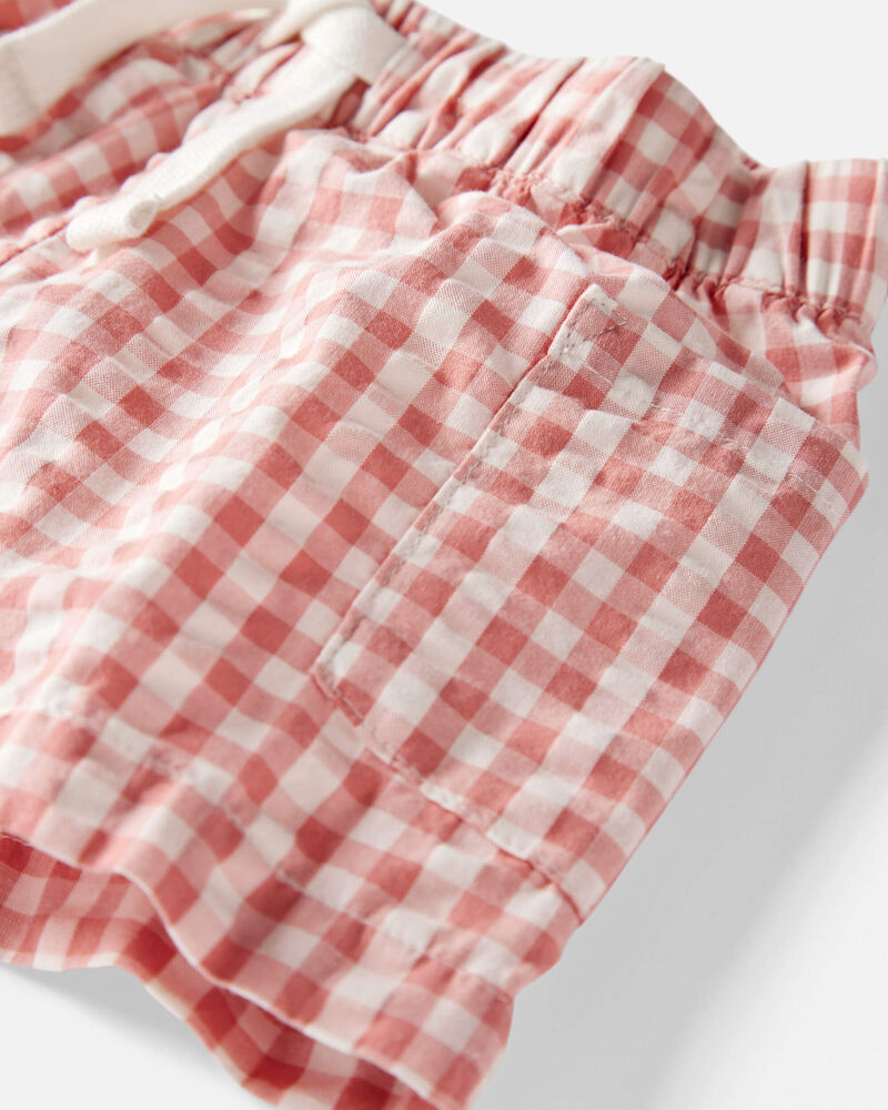 Toddler Gingham Shorts Made With Organic Cotton, image 5 of 6 slides