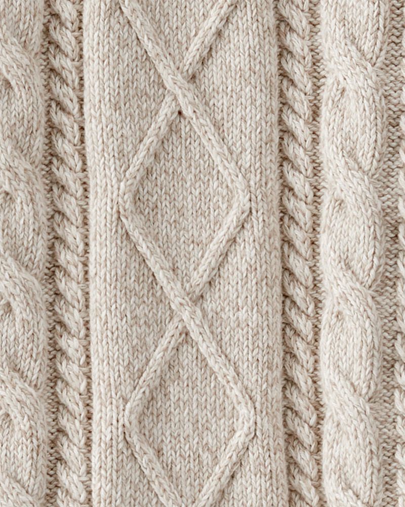 Kid Organic Cotton Cable Knit Sweater in Toasted Wheat, image 3 of 4 slides