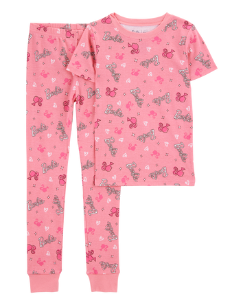Kid Barbie Snug Fit Cotton 2-Piece Pajamas - Pink, 