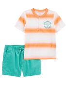 Toddler 2-Piece Henley & Pull-On Shorts Set, image 1 of 8 slides