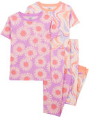 Pink - Kid 4-Piece Daisy 100% Snug Fit Cotton Pajamas