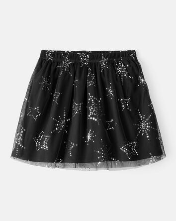 Kid Halloween Metallic Star Tulle Tutu Skort - Black, 