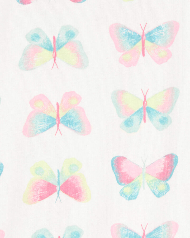 Kid Butterfly Print Snug Fit Cotton 4-Piece Pajamas, image 2 of 4 slides