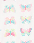 Kid Butterfly Print Snug Fit Cotton 4-Piece Pajamas, image 2 of 4 slides