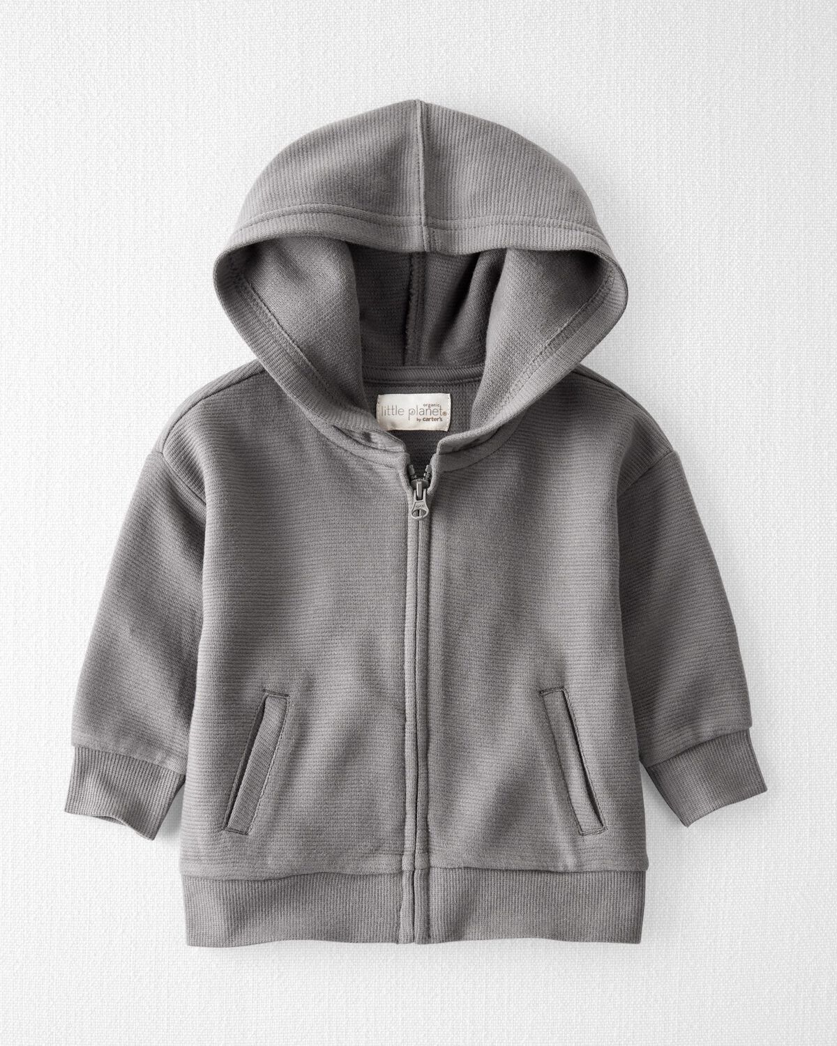 Gray Winter Baby Organic Cotton Ribbed Hooded Jacket