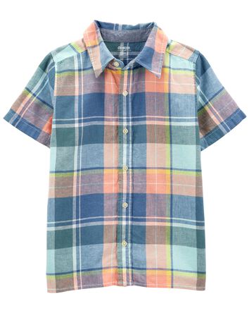 Kid Plaid Button-Front Shirt, 