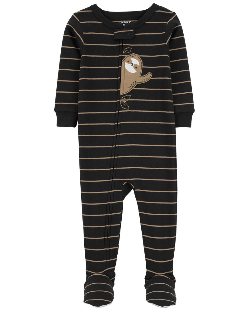 Toddler 1-Piece Sloth 100% Snug Fit Cotton Footie Pajamas, image 1 of 3 slides