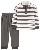Toddler 2-Piece Striped Fleece Pullover & Pant Set, image 1 of 3 slides