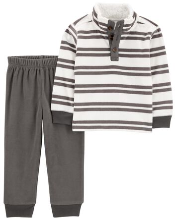 Toddler 2-Piece Striped Fleece Pullover & Pant Set, 