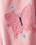 Toddler Girl Butterfly & Floral Print Loose Fit Long-Sleeve 2-Way Zip 1-Piece Pajamas - Pink, image 2 of 4 slides