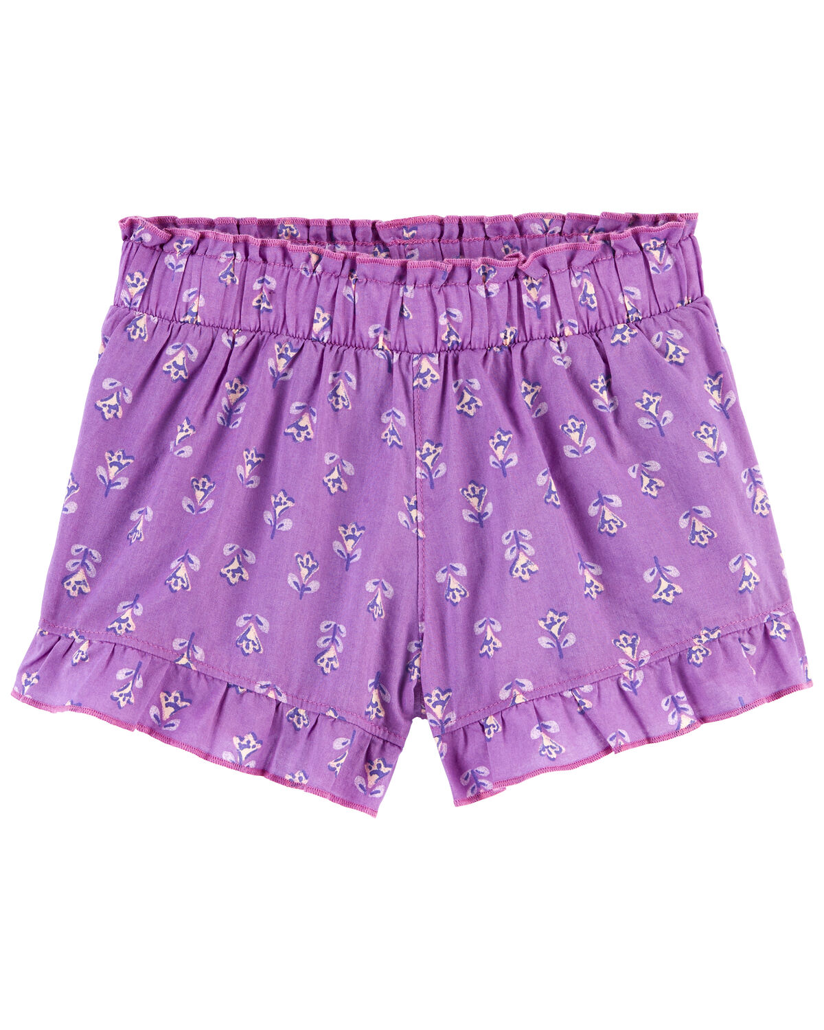 Purple Toddler Floral Poplin Shorts