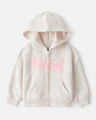 Baby OshKosh Fleece Logo Zip Jacket - Oatmeal, image 1 of 4 slides