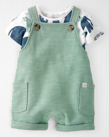 Baby 2-Piece Organic Cotton Shortall Set, 