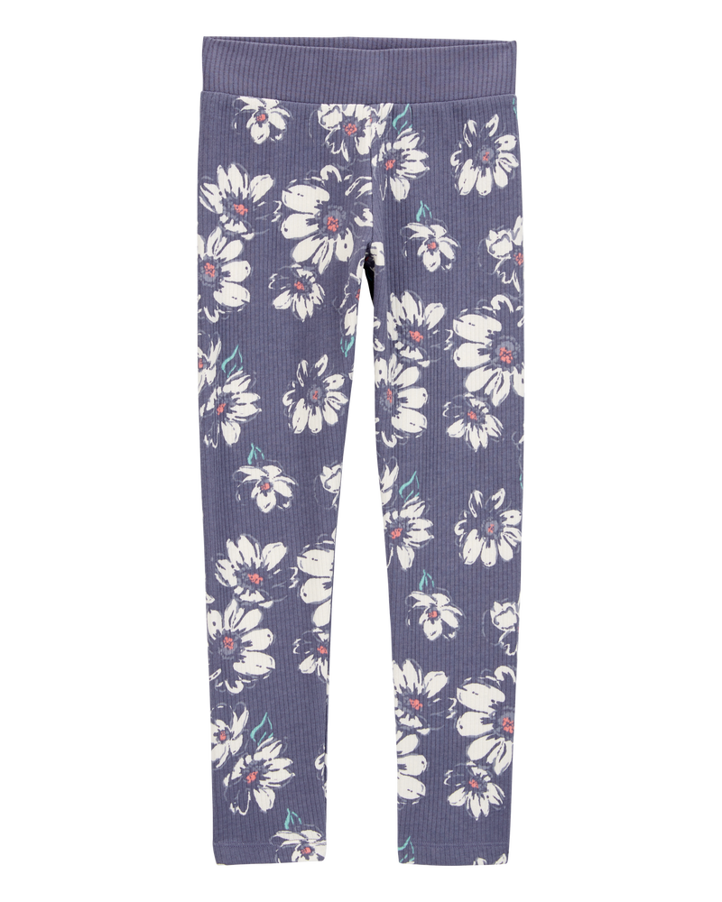 Kid Floral Ribbed Leggings - Floral, image 1 of 4 slides
