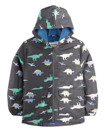 Dinosaur Color Changing Rain Jacket - Grey, 