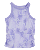 Kid 2-Piece Tropical Print Ribbed Tank Top & Active Drawstring Skort Set - Purple, image 3 of 6 slides
