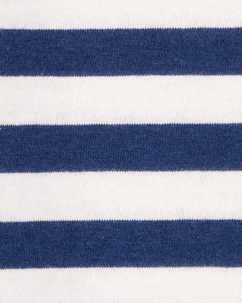 Baby Striped Short-Sleeve Pocket Tee - Navy, image 2 of 3 slides