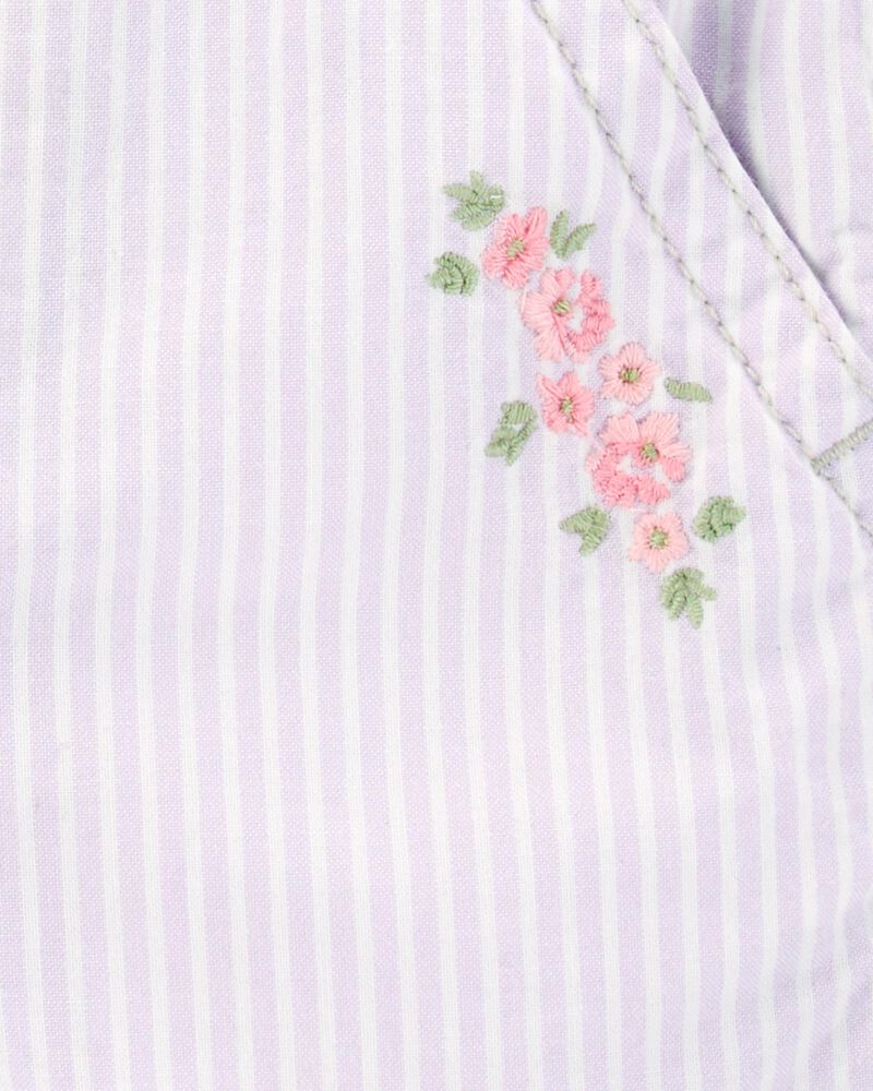 Toddler Girl Floral Striped Shortalls - Purple, image 3 of 4 slides