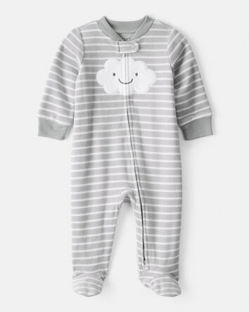 Baby Cloud Print Loose Fit Sleep & Play Pajamas - Grey, 