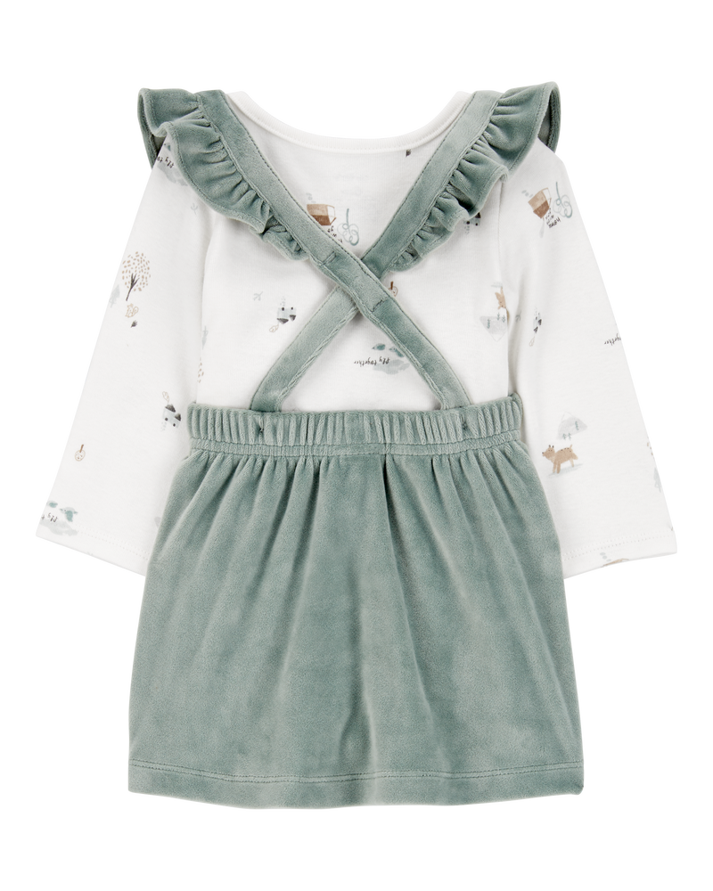 Baby 2-Piece Woodland Creatures Bodysuit & Velboa Jumper Set, image 2 of 5 slides
