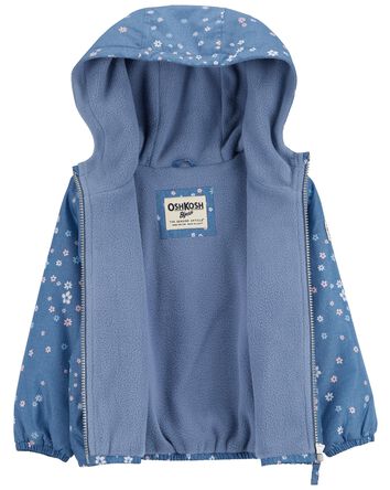 Toddler Floral Print Fleece Lined Jacket, 
