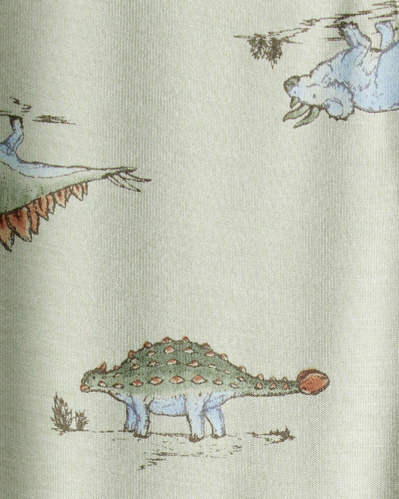 Baby Boy Dinosaur Print PurelySoft Long-Sleeve Sleep & Play - Green, image 4 of 8 slides
