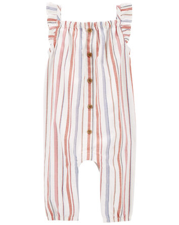 Baby Striped Cotton Jumpsuit, 