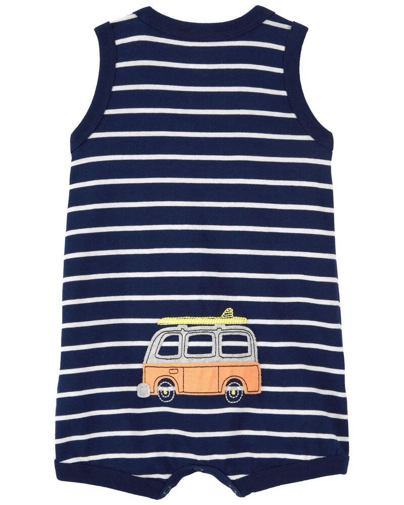 Baby Striped Car Cotton Romper, image 2 of 4 slides