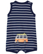 Baby Striped Car Cotton Romper, image 2 of 4 slides