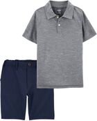 Kid 2-Piece Active Moisture Wicking Uniform Polo & Shorts Set, image 1 of 4 slides