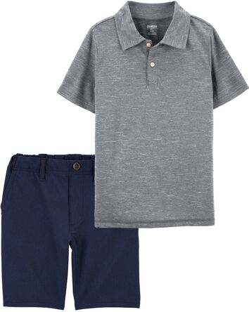 Kid 2-Piece Active Moisture Wicking Uniform Polo & Shorts Set, 