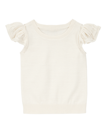 Toddler Flutter Sleeves Sweater Top - Cream, 