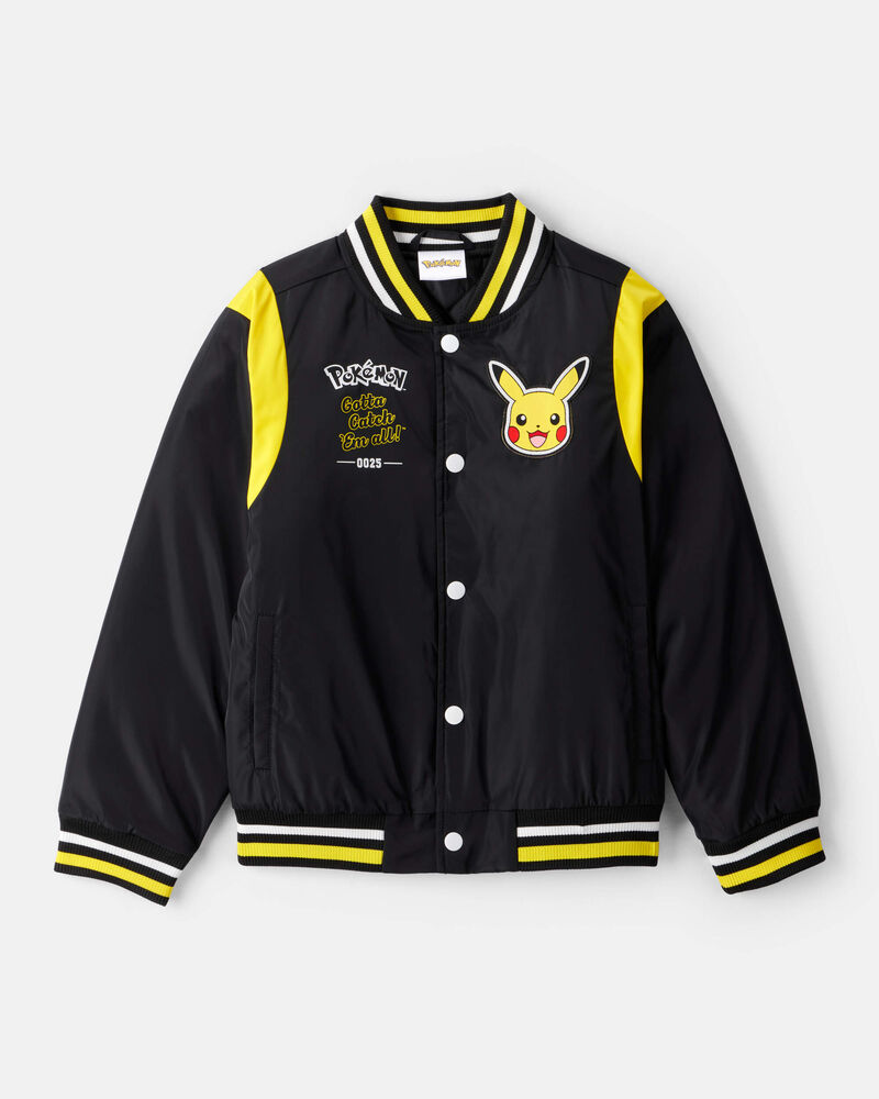 Boys Pokémon Pikachu Long-Sleeve Bomber Fashion Jacket - Black/Yellow, image 1 of 5 slides