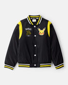Boys Pokémon Pikachu Long-Sleeve Bomber Fashion Jacket - Black/Yellow, image 1 of 5 slides