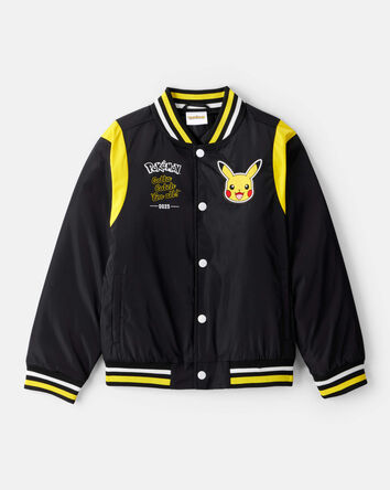 Boys Pokémon Pikachu Long-Sleeve Bomber Fashion Jacket - Black/Yellow, 