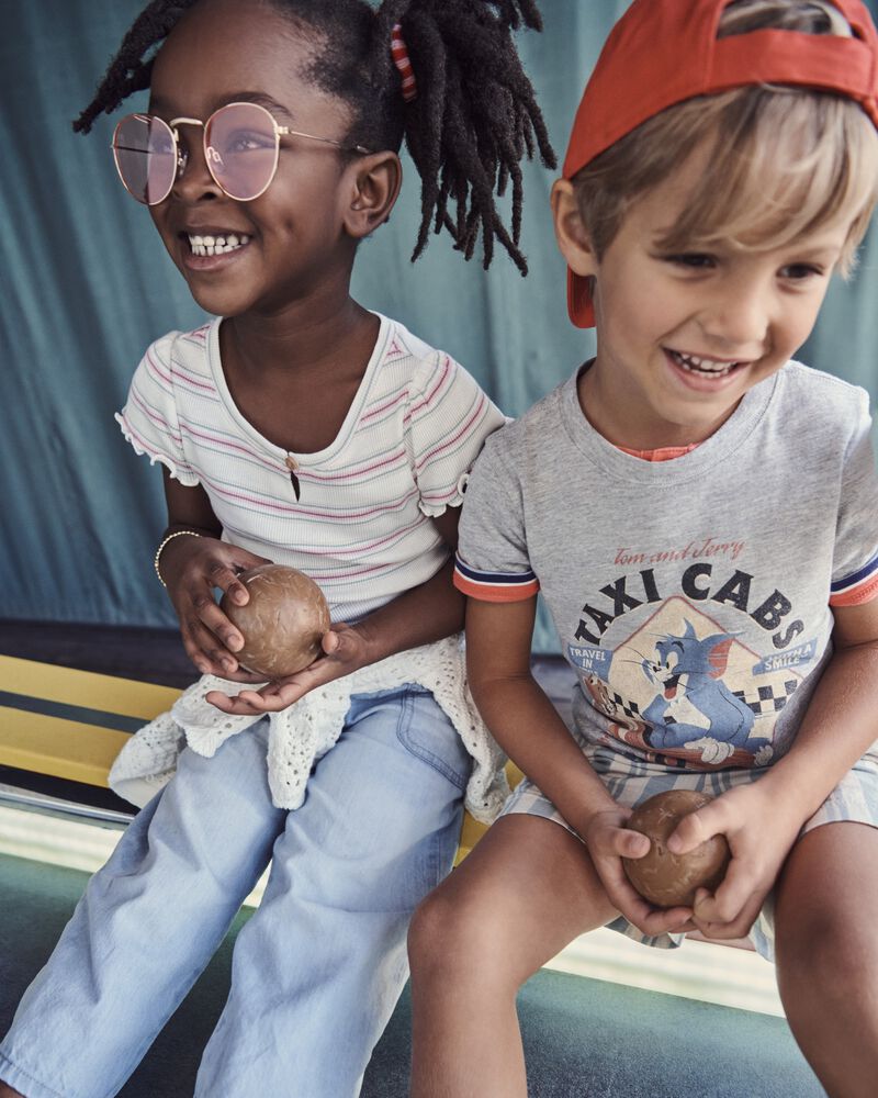 Toddler Pull-On Knit Denim Pant - Light Blue Wash, image 4 of 5 slides