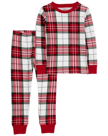 2-Piece Plaid 100% Snug Fit Cotton PJs, 