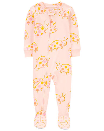 Baby 1-Piece Ladybug 100% Snug Fit Cotton Footie Pajamas, 