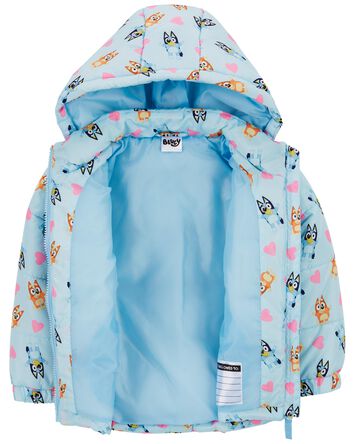 Toddler Bluey Puffer Jacket - Blue, 