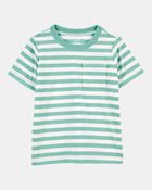 Baby Striped Short-Sleeve Pocket Tee - Green, image 1 of 3 slides