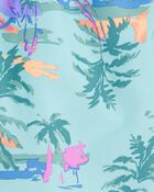 Kid Tropical-Print Pull-On Swim Trunks, image 3 of 4 slides