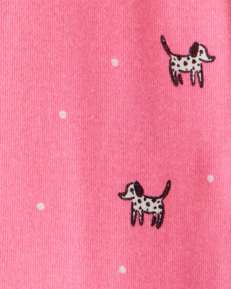 Toddler Girl Dalmatian Print 100% Cotton 2-Way Zip 1-Piece Pajamas - Pink, image 3 of 5 slides