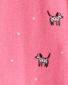 Toddler Girl Dalmatian Print 100% Cotton 2-Way Zip 1-Piece Pajamas - Pink, image 3 of 5 slides
